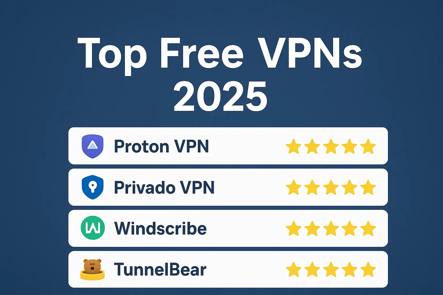 Top Free VPNs 2025 comparison
