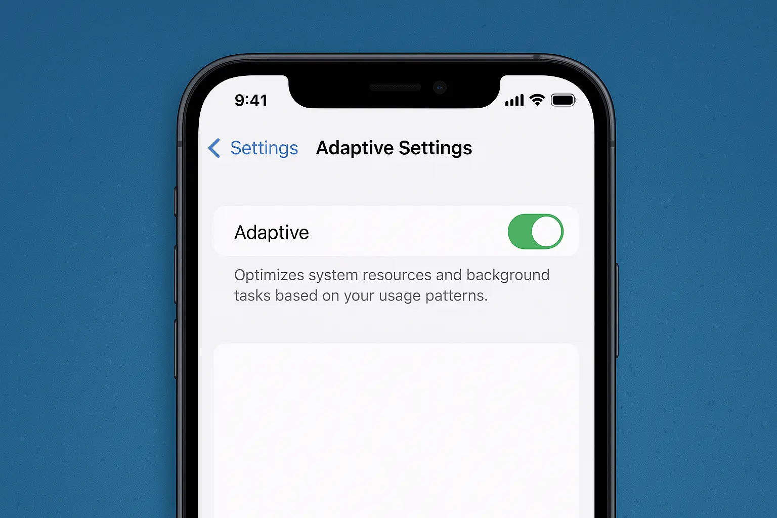 iPhone Adaptive Power Mode settings iOS 26